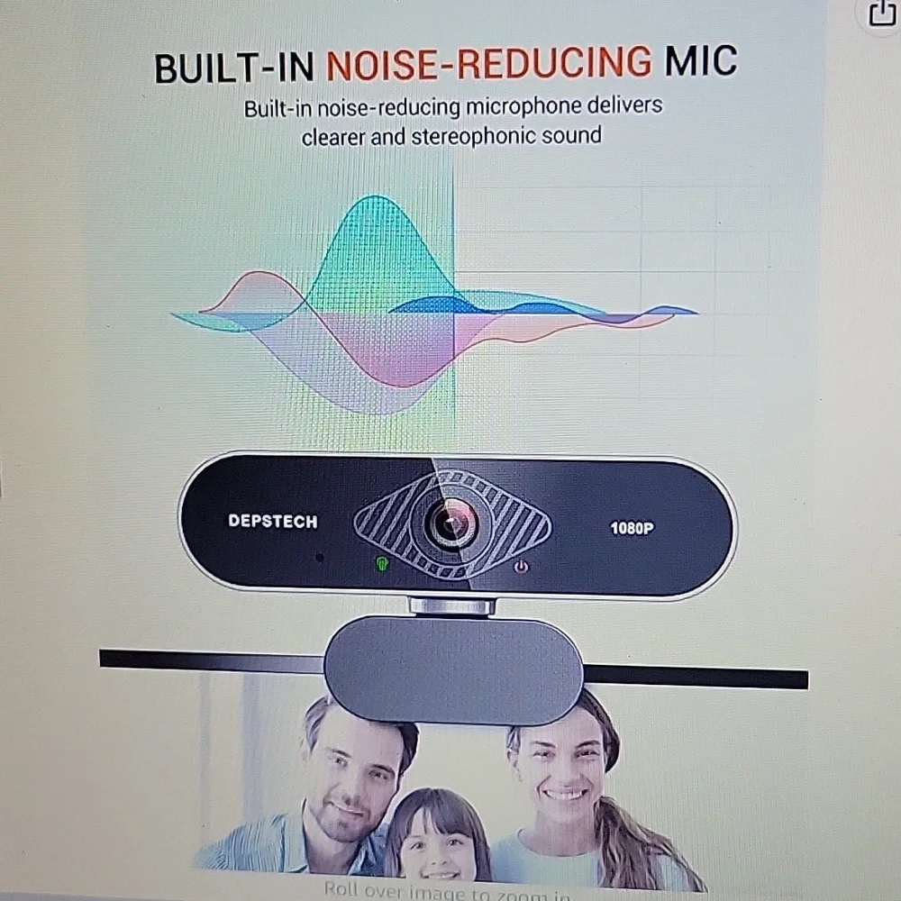 Depstech Webcam w/microphone 1080P  HD auto light correct 1920x1080 pixels New…